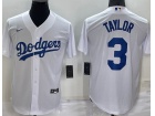 Nike Los Angeles Dodgers #3 Chris Taylor White Cool Base Jersey