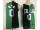 Jordan Boston Celtics #0 Jayson Tatum Green And Black Split Jersey