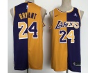 Los Angeles Lakers #24 Kobe Bryant Yellow And Purple Split Jersey