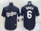 Nike Los Angeles Dodgers #6 Justin Turner Black Cool Base Jersey