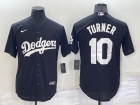 Nike Los Angeles Dodgers #10 Justin Turner Black Cool Base Jersey