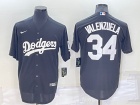 Nike Los Angeles Dodgers #34 Fernando Valenzuela Black Cool Base Jersey