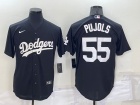 Nike Los Angeles Dodgers #55 Albert Pujols Black Cool Base Jersey