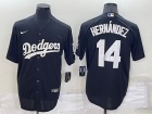 Nike Los Angeles Dodgers #14 Enrique Hernandez Black Cool Base Jersey