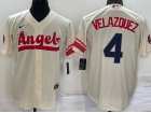 Nike Los Angeles Angels #4 Andrew Velazquez Cream City Cool Base Jersey