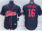 San Francisco 49ers #16 Joe Montana Black Baseball Jersey