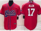 Buffalo Bills #17 Josh Allen Red Baseball Jersey