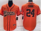 Cleveland Browns #24 Nick Chubb Orange Baseball Jersey