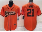 Cleveland Browns #21 Denzel Ward Orange Baseball Jersey