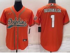 Miami Dolphins #1 Tua Tagovailoa Orange Baseball Jersey