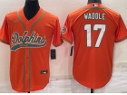 Miami Dolphins #17 Jaylen Waddle Orange baseball Jersey