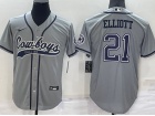 Dallas Cowboys #21 Ezekiel Elliott Grey Baseball Jersey