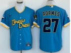 Nike Milwaukee Brewers #27 Willy Adames Baby Blue City Cool Base Jersey