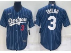 Nike Los Angeles Dodgers #3 Chris Taylor Blue Pinstrip Cool Base Jersey