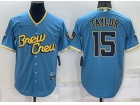 Nike Milwaukee Brewers #15 Tyrone Taylor Baby Blue City Cool Base Jersey