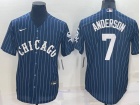 Nike Chicago White Sox #7 Tim Anderson Blue With White Stripes Cool Base Jersey