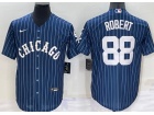 Nike Chicago White Sox #88 Luis Robert Blue With White Stripes Cool Base Jersey