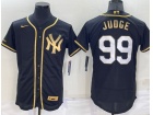 Nike New York Yankees #99 Aaron Judge Black Gold 3rd Flexbase Jersey