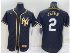 Nike New York Yankees #2 Derek Jeter Black Gold 3rd Flexbase Jersey