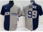 New York Yankees #99 Aaron Judge Grey Blue Split Cool Base Jersey