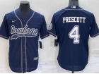 Dallas Cowboys #4 Dak Prescott Blue Baseball Jersey