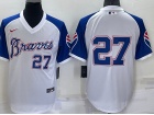 Nike Atlanta Braves #27 Austin Riley  White/Blue Pullover Jersey