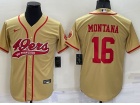 San Francisco 49ers #16 Joe Montana Gold Baseball Jersey