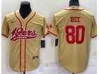 San Francisco 49ers #80 Jerry Rice Gold Baseball Jersey