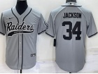 Las Vegas Raiders #34 Bo Jackson  Grey Baseball Jersey