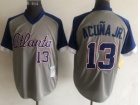 Atlanta Braves #13 Ronald Acuna Jr Grey Throwback Jersey