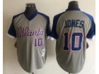 Atlanta Braves #10 Chipper Jones Grey Throwback Jersey