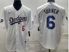 Nike Los Angeles Dodgers #6 Justin Turner White/Gold 2021 Gold Program Jersey