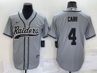 Las Vegas Raiders #4 Derek Carr Grey Baseball Jersey