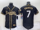 Nike Atlanta Braves #7 Dansby Swanson Black Golden Flexbase Jersey