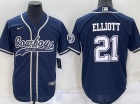 Dallas Cowboys #21 Ezekiel Elliott Blue Baseball Jersey