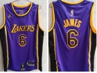 Jordan Los Angeles Lakers #6 Lebron James Purple 22-23 Season Jersey