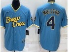 Nike Milwaukee Brewers #4 Pual Molitor Baby Blue City Cool Base Jersey