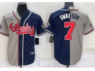 Atlanta Braves #7 Dansby Swanson Blue And Grey Cool Base Jersey