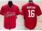 San Francisco 49ers #16 Joe Montana Red Baseball Jersey