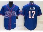 Buffalo Bills #17 Josh Allen  Blue Baseball Jersey