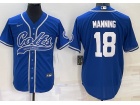 Indianapolis Colts #18 Peyton Manning Blue Baseball Jersey