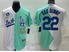 Los Angeles Dodgers #22 Bad Bunny White With Golden Number On Front Cool Base Jersey