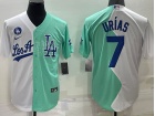 Nike Los Angeles Dodgers #7 Julio Urias White Teal Split Cool Base Jersey