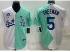 Nike Los Angeles Dodgers #5 Freddie Freeman White Teal Split Cool Base Jersey