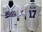 Buffalo Bills #17 Josh Allen White Baseball Jersey