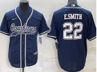 Dallas Cowboys #22 E.Smith Blue Baseball Jersey