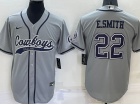 Dallas Cowboys #22 E.Smith Grey Baseball Jersey