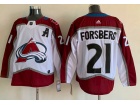 Adidas Colorado Avalanche #21 Peter Forsberg White With Black Number Jersey