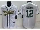 Green Bay Packers #12 Aaron Rodgers White Baseball Jersey