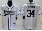 Las Vegas Raiders #34 Bo Jackson White Baseball Jersey